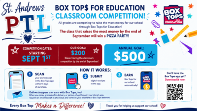 Join the Box Tops Classroom Challenge! Starts Sept 1st