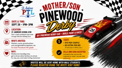 Exciting Mother-Son Pinewood Derby