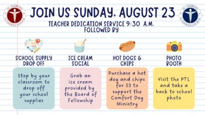 Church & School – Join Us On August 23!