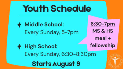 Start of New Youth Group Schedule!