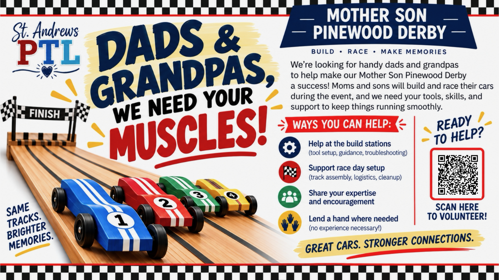 Volunteers Needed for Mother-Son Pinewood Derby