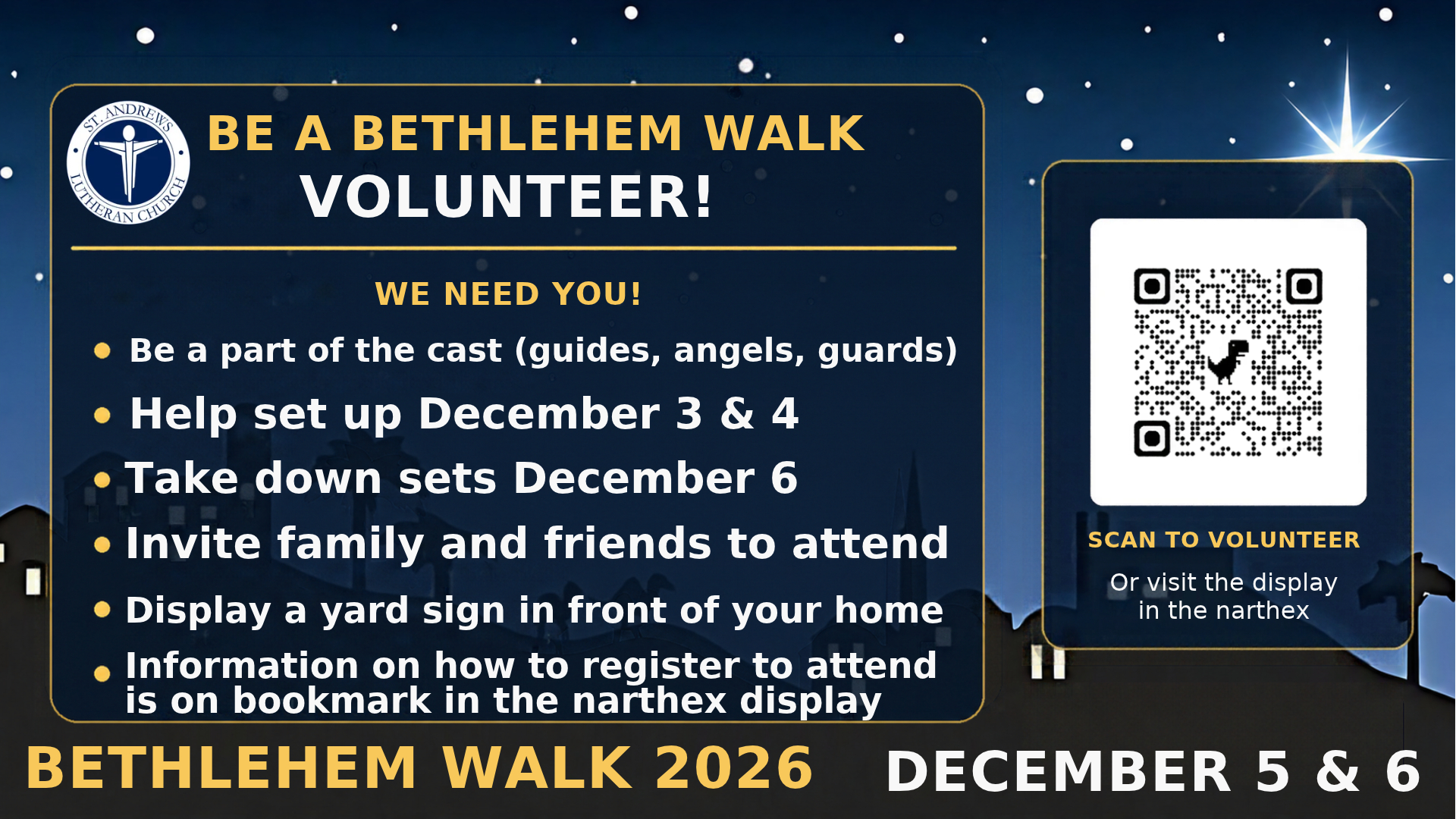 Be a Bethlehem Walk Volunteer