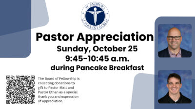 Pastor Appreciation Sunday – October 25